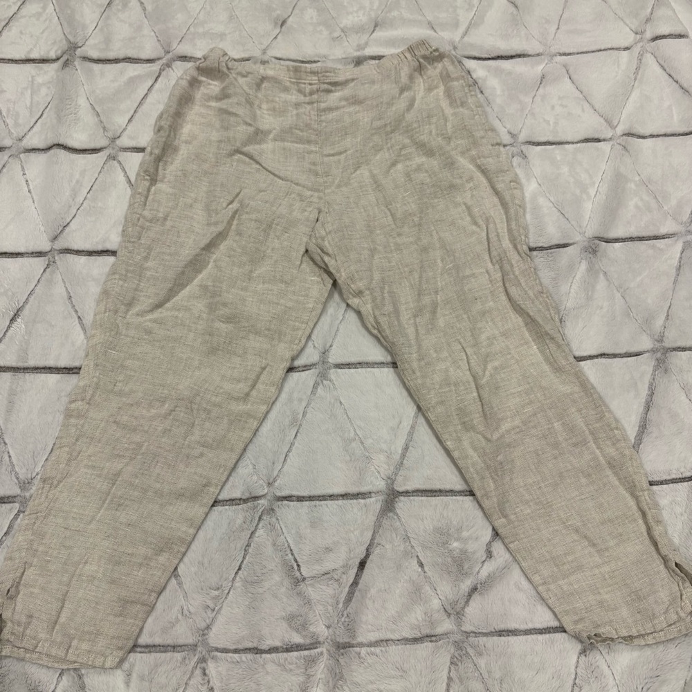 Flax Lightweight Linen Blend Casual Pants in Beige